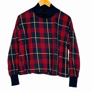 𝅺nwot Zara Woman Plaid Mock Turtleneck Top Size XS